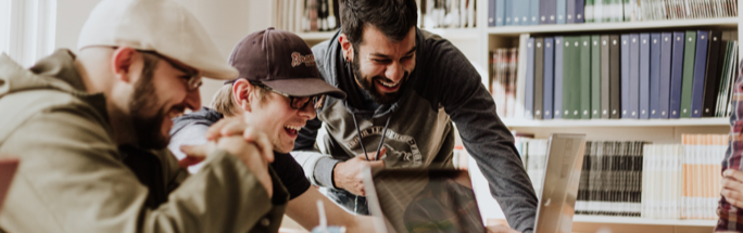 College students study together in the library